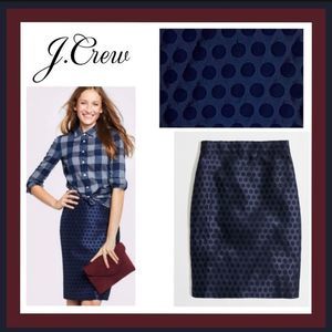 J. Crew Navy Polka Dot Pencil Skirt